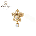 ASTM F136 Titanium Internally Threaded Labret Stud White Opal Flower CZ Dangle Cartilage Earring Hypoallergenic Gold Silver Helix Lobe