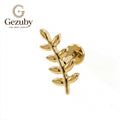 ASTM F136 Titanium Threadless Labret Stud Botanical Leaf Vine Cartilage Earring Hypoallergenic Gold Silver Helix Flat Conch