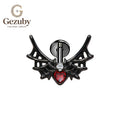 ASTM F136 Titanium Spider Web CZ Labret Stud Arachnid Internally Threaded Body Piercing Black Flat Helix