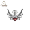ASTM F136 Titanium Spider Web CZ Labret Stud Arachnid Internally Threaded Body Piercing Silver Flat Helix