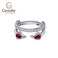 ASTM F136 Titanium Double Hoop Clicker Red CZ Septum Daith Ring Duet Hinged Body Piercing Silver Black